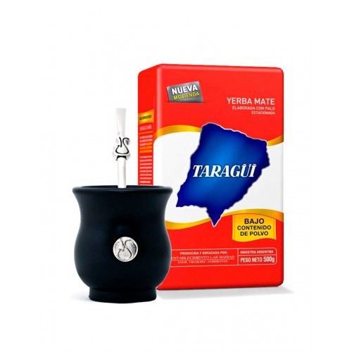 Pack Mate Sabio Calabaza Negro + Yerba Mate de 1/2 kilo Taragui